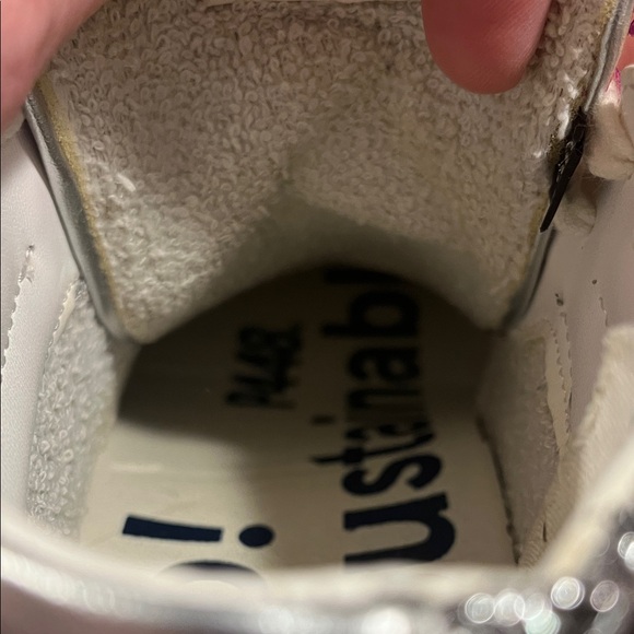 Silver and Pink Glitter High-Top Sneakers - Picture 6 of 8